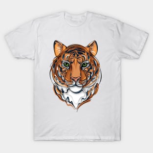 Continuous Line Tiger Portrait. 2022 New Year Symbol by Chinese Horoscope T-Shirt